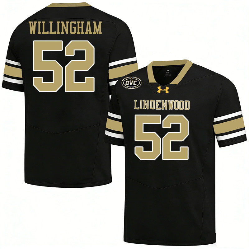 Lindenwood Lions #52 Jaymason Willingham College Football Jerseys,Uniforms-Black